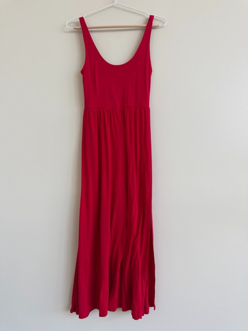 A New Day Red Scoop Neck Maxi Dress Side Slits XS